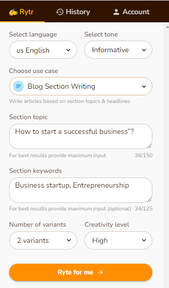 jasper vs rytr - rytr writing
