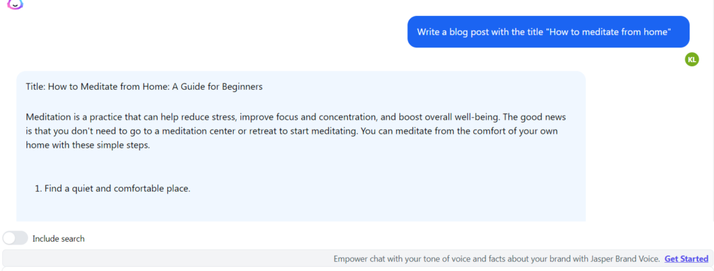 Jasper AI review - chat