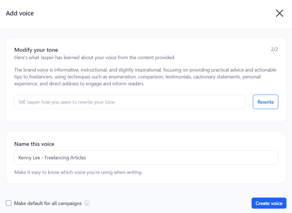 Jasper AI Review - Brand Voice