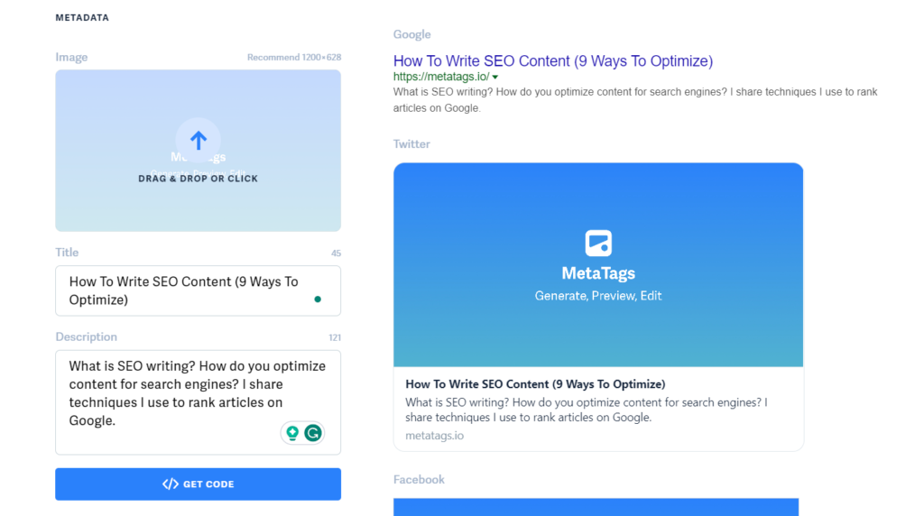 SEO writing - meta description checker.